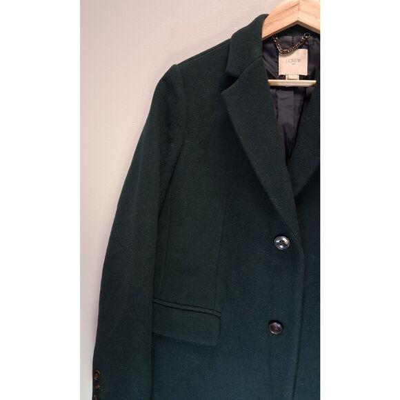 j.crew womens size 4 small long dark green teal wool long coat - Picture 4 of 10